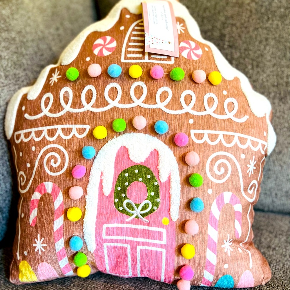 Cupcakes and Cashmere Gingerbread House Pillow